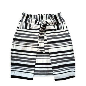 Cabi White, Black and Grey Striped, Grandstand Style Skirt,  Size: S